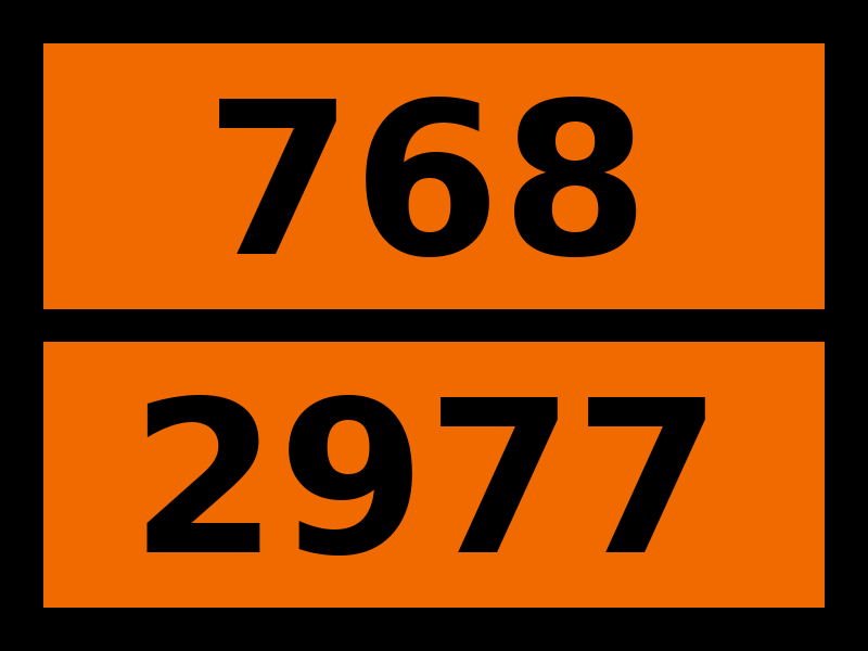 Детальное изображение элемента табличка опасный груз "768-2977. радиоактивный материал, урана гексафторид, делящийся" от ALLPARTS.SU