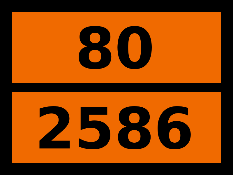 Детальное изображение элемента табличка опасный груз "80-2586. алкилсульфокислоты жидкие или арилсульфокислоты жидкие" от ALLPARTS.SU